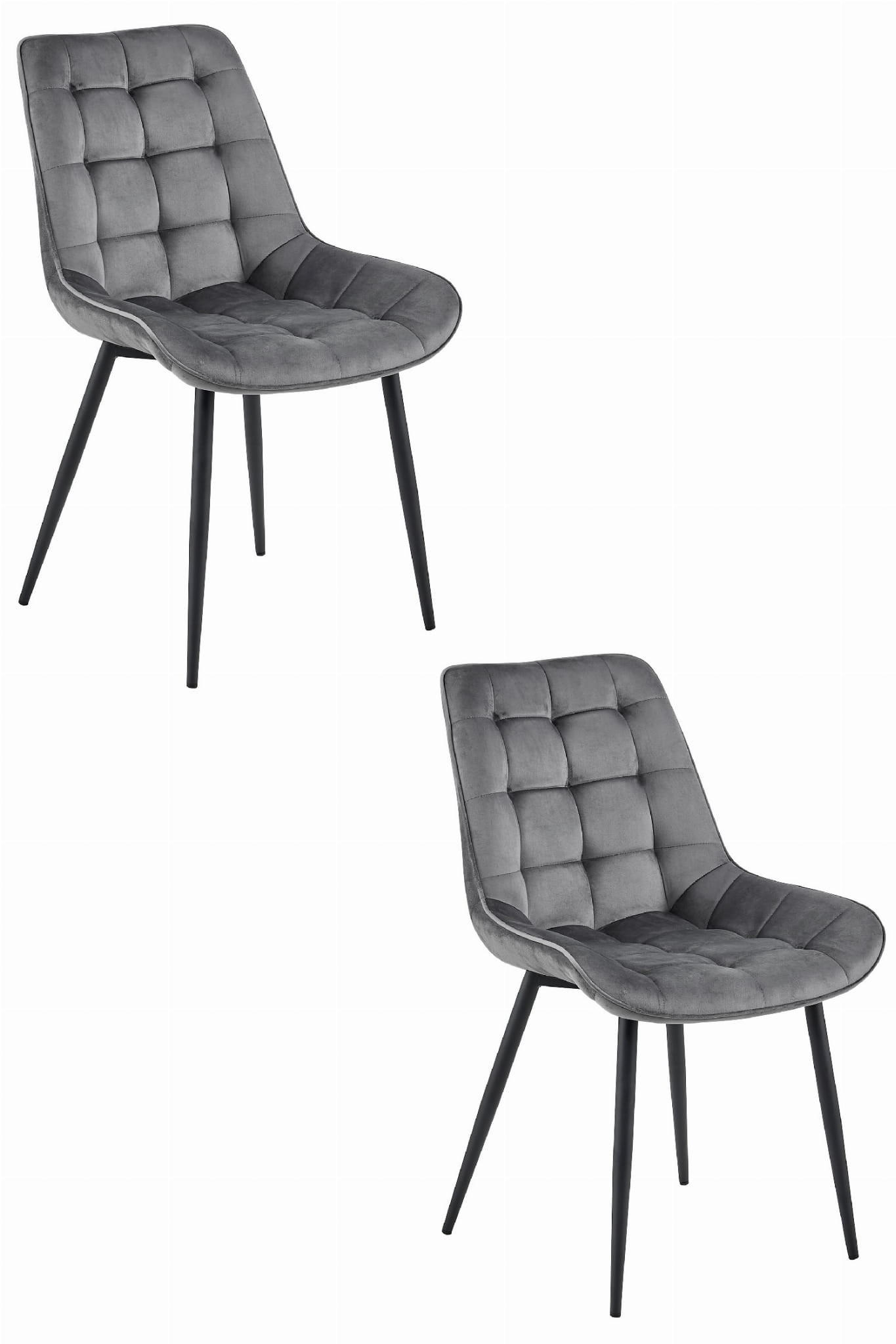 ESSZIMMERSTUHL 2-er Set BERA dunkelgrauer Sitz, schwarze Beine - Dunkelgrau/Schwarz, Textil (54/88/60cm) - Valora