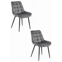ESSZIMMERSTUHL 2-er Set BERA dunkelgrauer Sitz, schwarze Beine - Dunkelgrau/Schwarz, Textil (54/88/60cm) - Valora