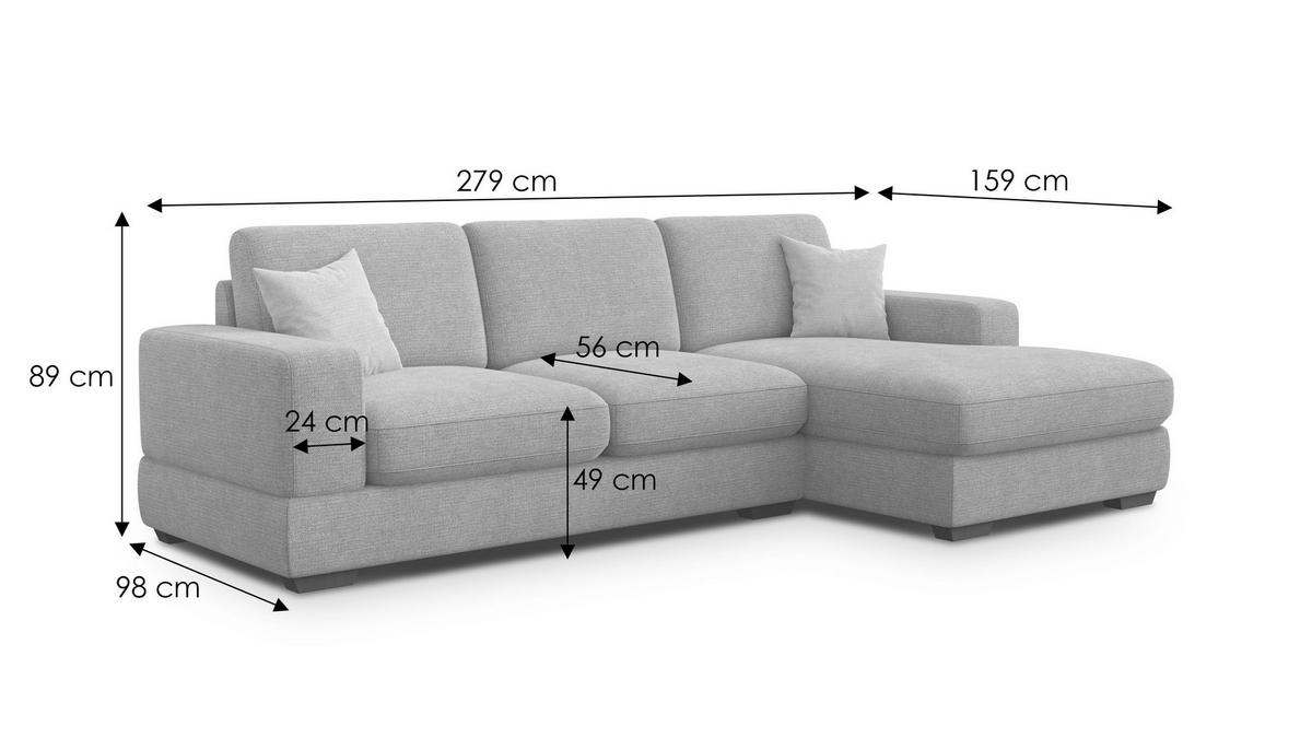 ECKSOFA OTTO 4-Sitzer, creme - Creme/Schwarz, Holz/Textil (279/159cm) - Courtois Laville