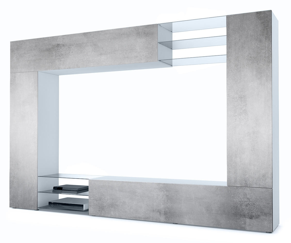 WOHNWAND Mirage Front in Beton Oxid Optik - Hellgrau, Holzwerkstoff (262/182.5/39cm) - Vladon