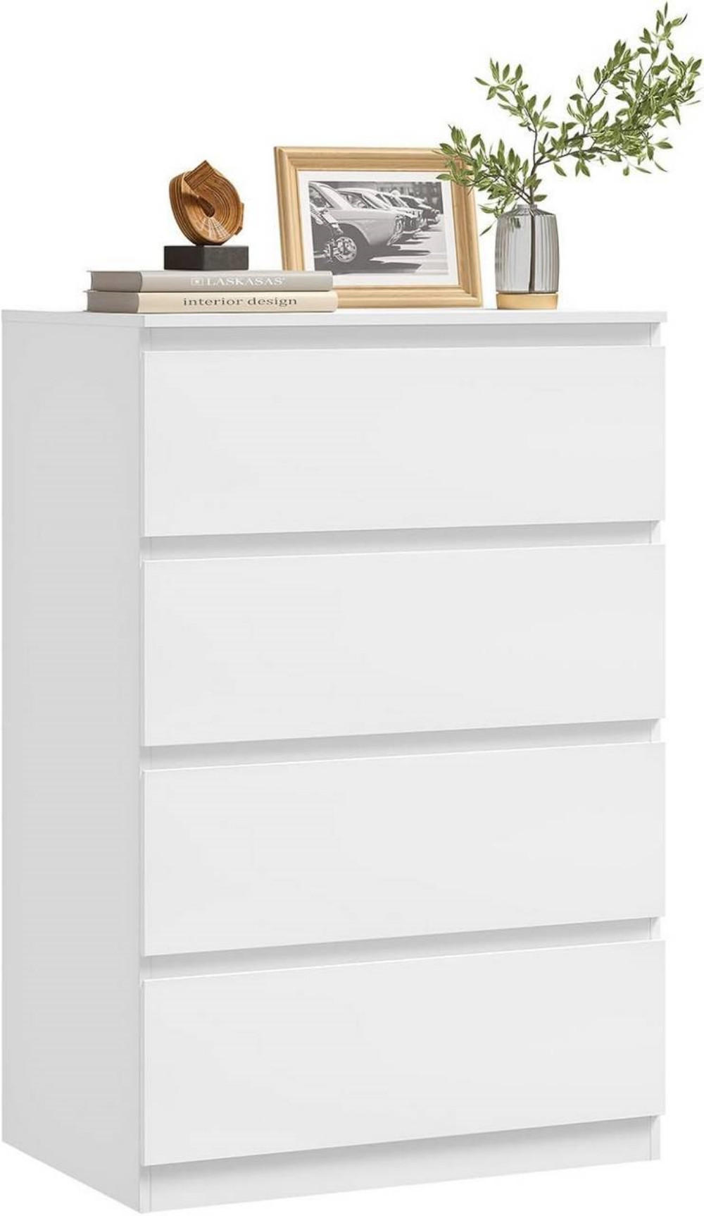 KOMMODE mit 4 Schubladen, 60x90x40 cm, Weiß - Weiß, Holzwerkstoff (60/90/40cm) - Woltu