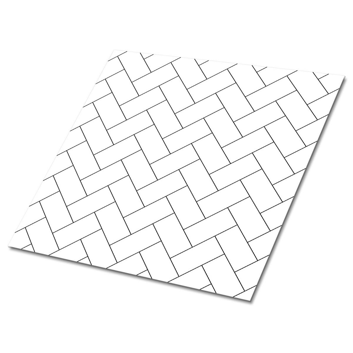 FLIESENAUFKLEBER 9 Stück 30x30 cm selbstklebend Weißes Fischgrätenmuster - Weiß, Textil (30/1.6/30cm) - TULUP