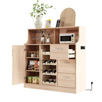SIDEBOARD 120/40/121 cm in Natur/Weiß mit LED-Beleuchtung und Weinregal - Weiß, Holzwerkstoff (120/121/40cm) - Flora Grace