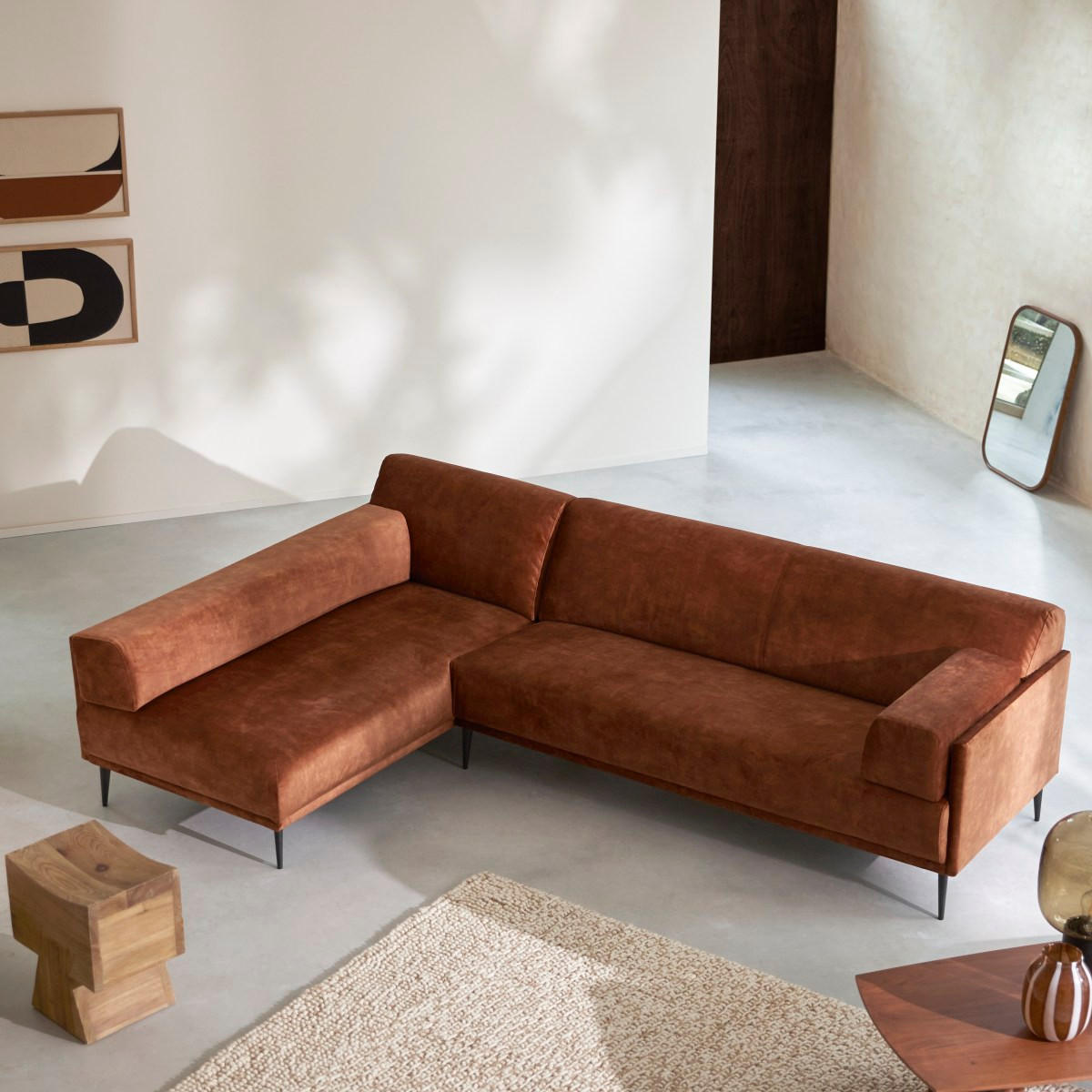 SOFA Finn Terrakotta aus Stoff - Terracotta, Textil (271/81/180cm) - Tikamoon