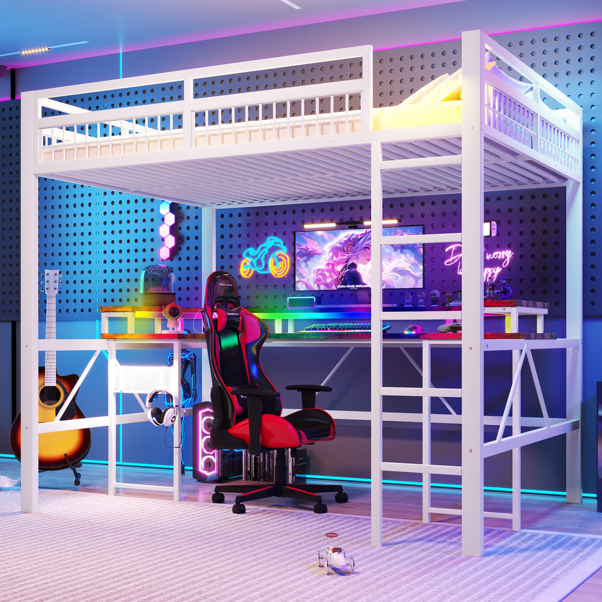 HOCHBETT Eisen 140/200 cm Weiß - Weiß, Metall - Raumix