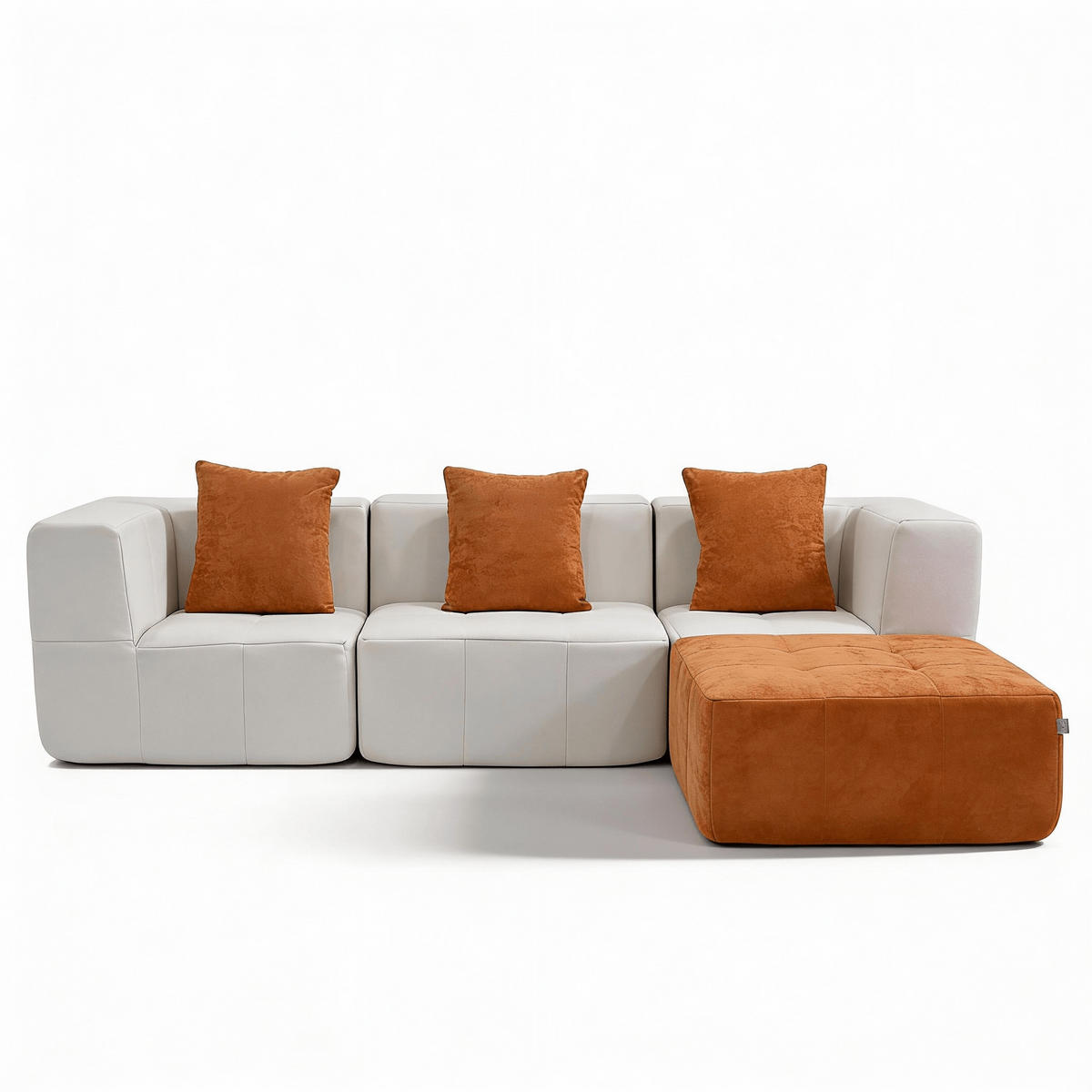 ECKSOFA Eden Komplett Weiß Orange 3-Sitzer - Weiß, Textil (272/71/92cm) - COCO Living