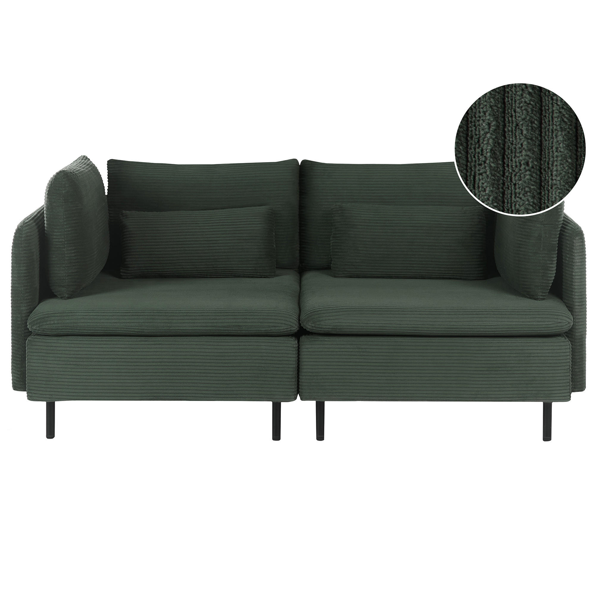 MODULÁRNÍ POHOVKA 2-místná Tmavě zelená Manšestr Egeris - zelená barva, textil (172/80/94cm) - Beliani