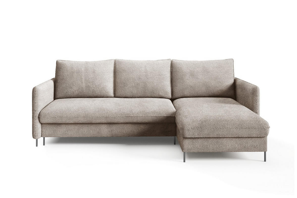 ECKSOFA Belis Boucle in Beige, Schlafsofa - Beige, Holzwerkstoff/Textil (216/165cm) - Bettso