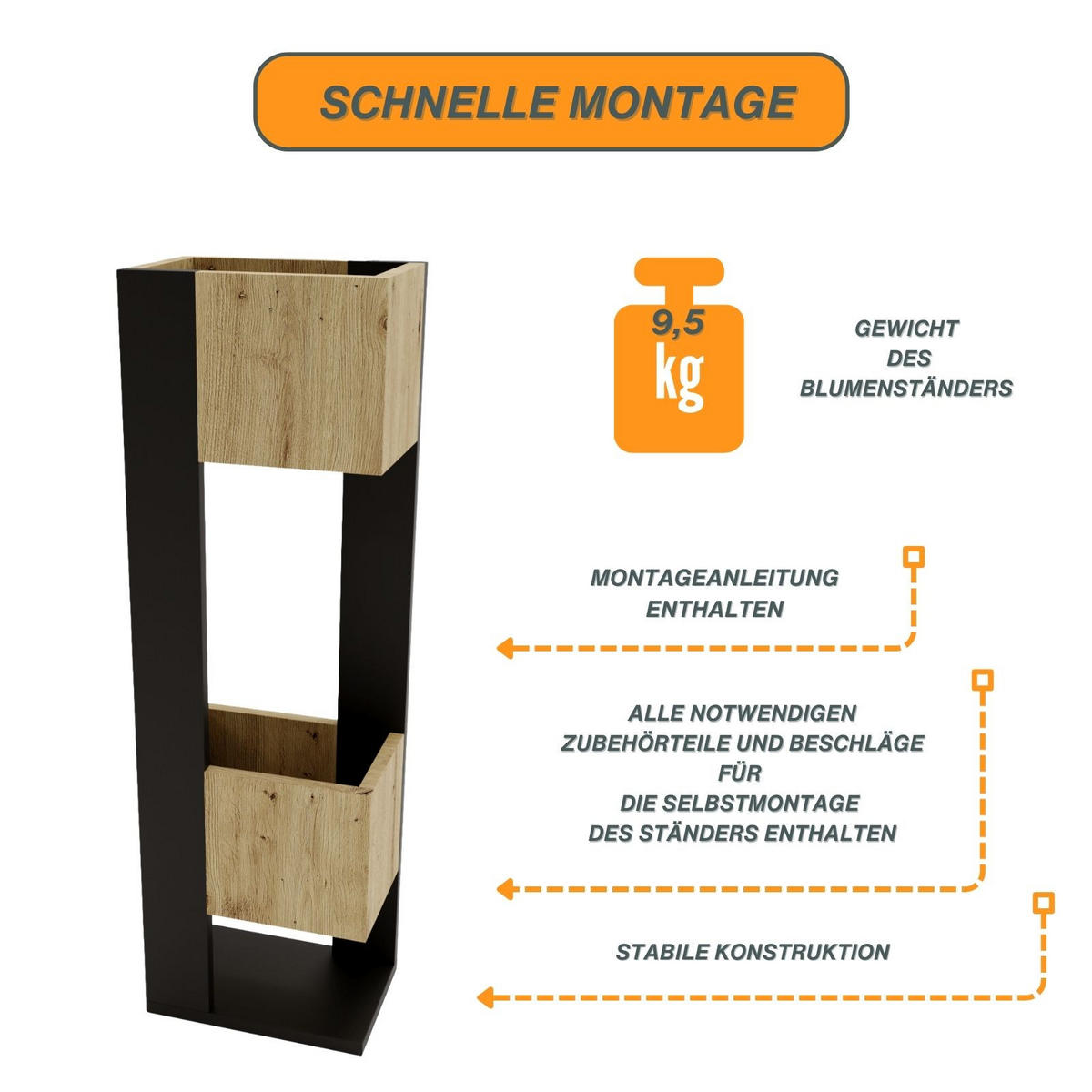 BLUMENSTÄNDER Duo - Eiche Artisan, Holzwerkstoff (23/98/29cm) - RAUMHIRSCH FURNITURE