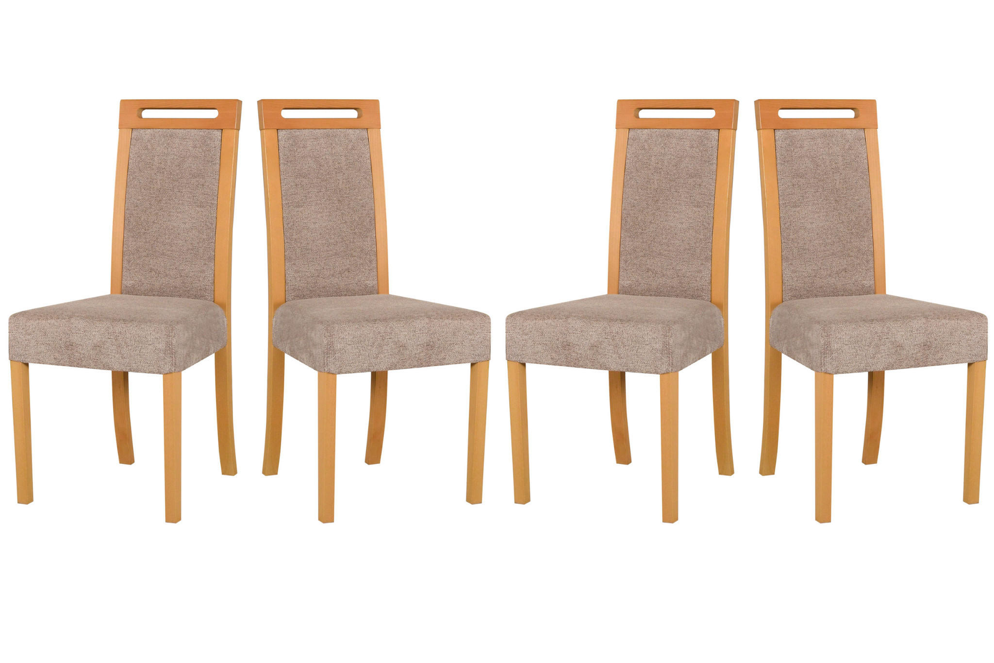 ESSZIMMERSTUHL - Set 4x Roma 5 grandson, hygge 11 - Birkefarben/Graubraun, Holz (45/96/41cm) - Leaf Design