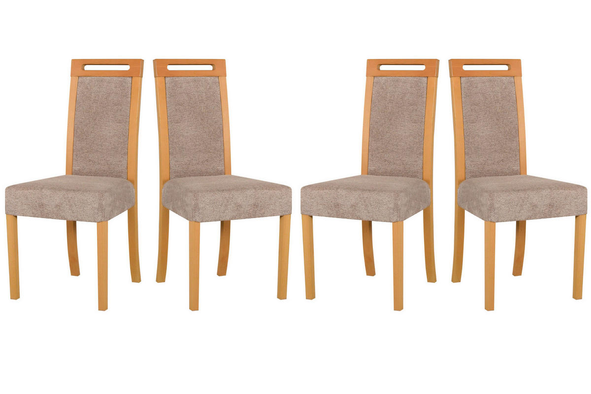ESSZIMMERSTUHL - Set 4x Roma 5 grandson, hygge 11 - Birkefarben/Graubraun, Holz (45/96/41cm) - Leaf Design