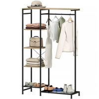 STANDGARDEROBE 100/35/156 cm mit Kleiderstange, Ablage und Schuhregal im Industrial-Stil, Eichefarben/Schwarz - Eichefarben, Metall (100/156/35cm) - Redom