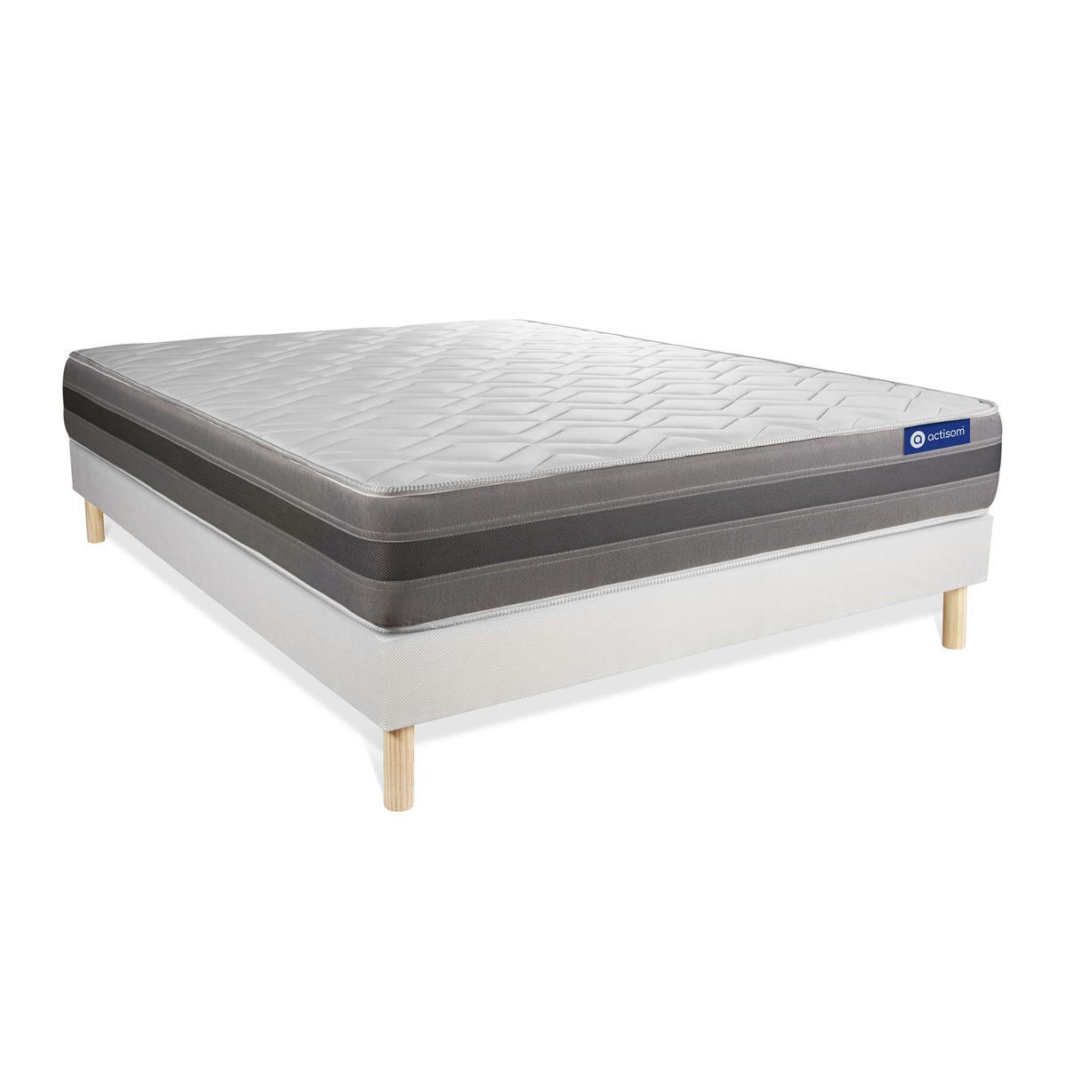 BETT Actimemo relax Memory-Schaum 130 x 200 cm h2 - Kit Bettgestell Weiß - Beige/Weiß, Karton/Holz (130/200cm) - ACTISOM