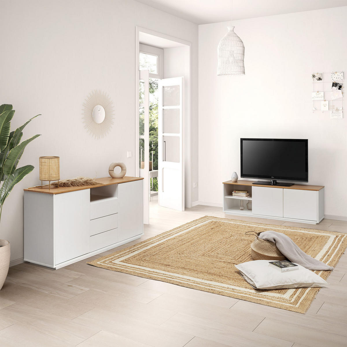 TV-ELEMENT Bob 2 Türen weiß - Weiß, Holz (140/49/40cm) - VS Venta-stock