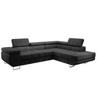 ECKSOFA L Form Kanya Grau 275/202/90 cm – Sofa mit Bettfunktion & Stauraum R - Dunkelgrau/Silberfarben, Textil/Metall (275/202cm) - AX Living
