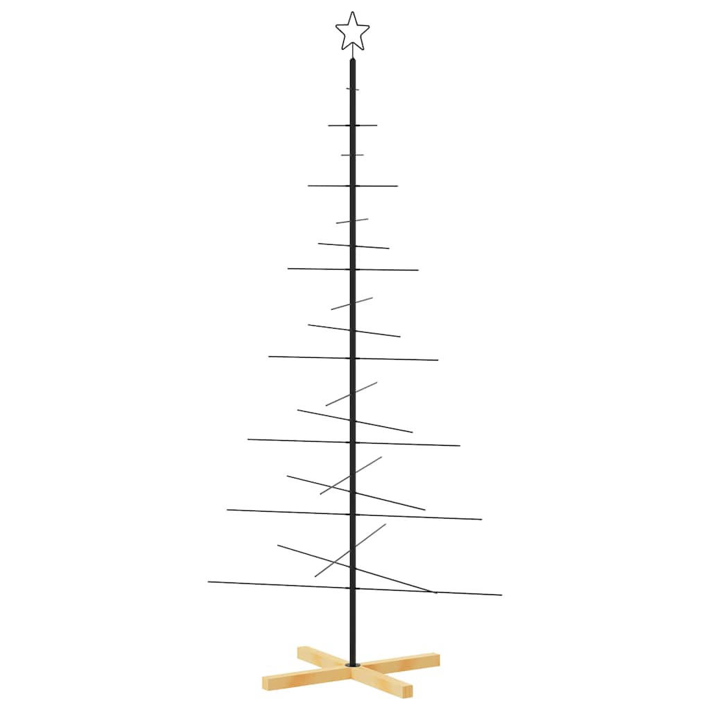WEIHNACHTSBAUM Metall Mit Holzständer Schwarz 180 Cm - Schwarz, Metall (180cm) - vidaXL