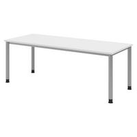 SCHREIBTISCH Serie-H 80/200/74 cm in Weiß/Silberfarben - Silberfarben/Weiß, Holzwerkstoff (80/200/74cm) - bümö