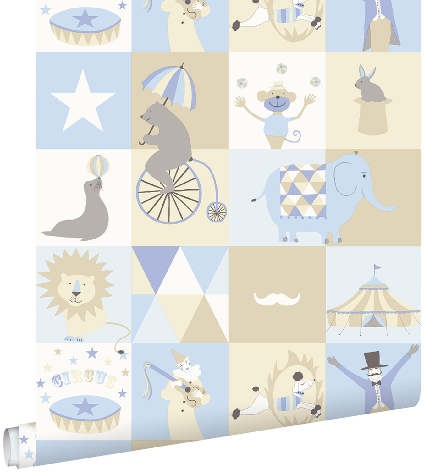 TAPETE Zirkus 53 cm x 10.05 m - Blau, Papier (53/0.1cm) - ESTAhome
