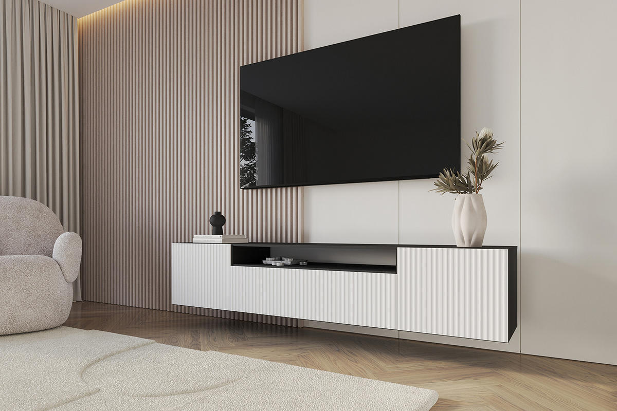 LOWBOARD NOA-2-W 200x40x41 cm - Schwarz / Weiß - Schwarz, Holzwerkstoff (200/40/41cm) - ALTDECOR