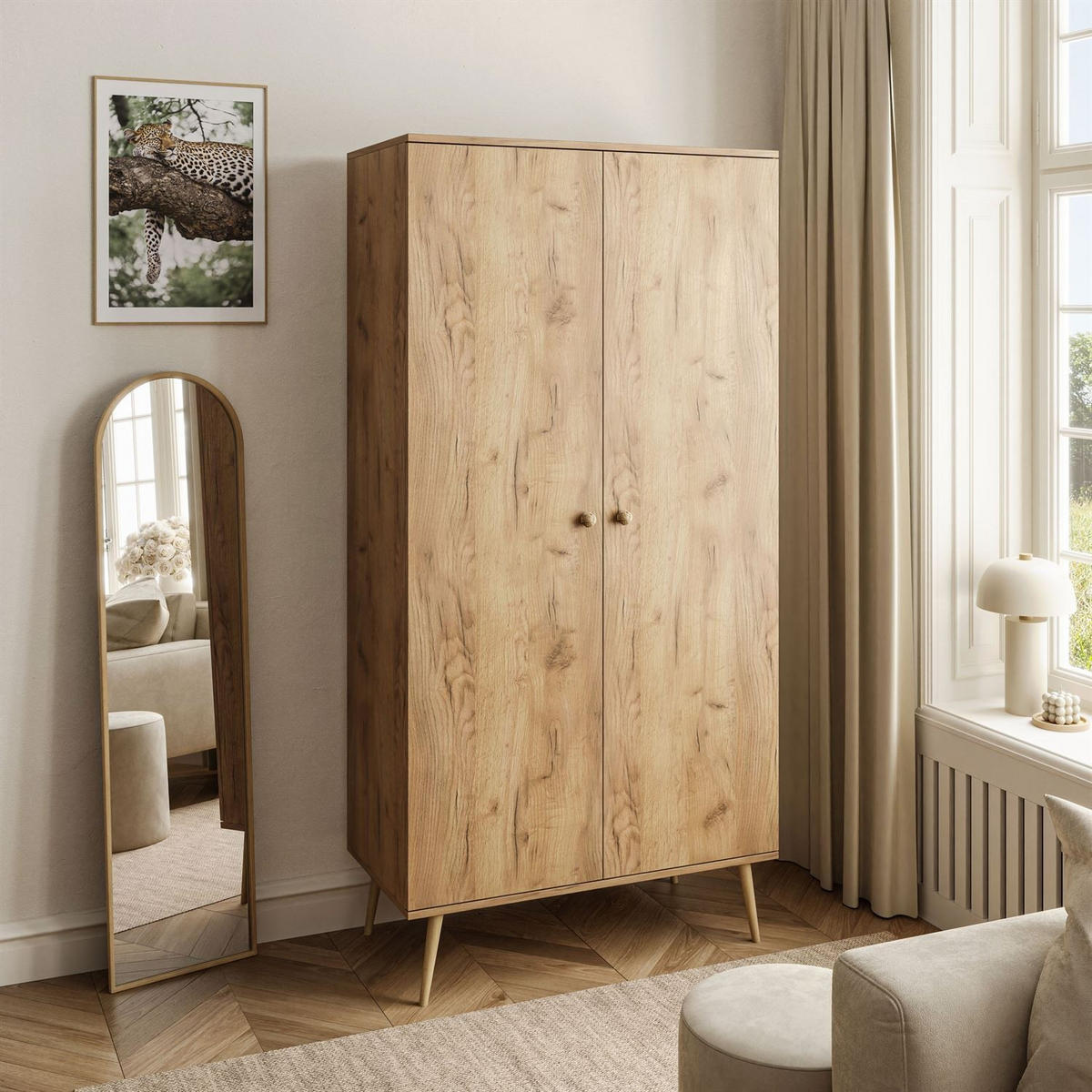 KLEIDERSCHRANK Zweitüriger HARMONY Craft Gold Eiche - Eichefarben, Holzwerkstoff (87/212/41cm) - Lookway