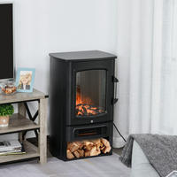 ELEKTROKAMIN 1000 W/2000 W mit Flammeneffekt Thermostat 20–25 qm Schwarz - Schwarz, Metall (5/32/44cm) - HOMCOM