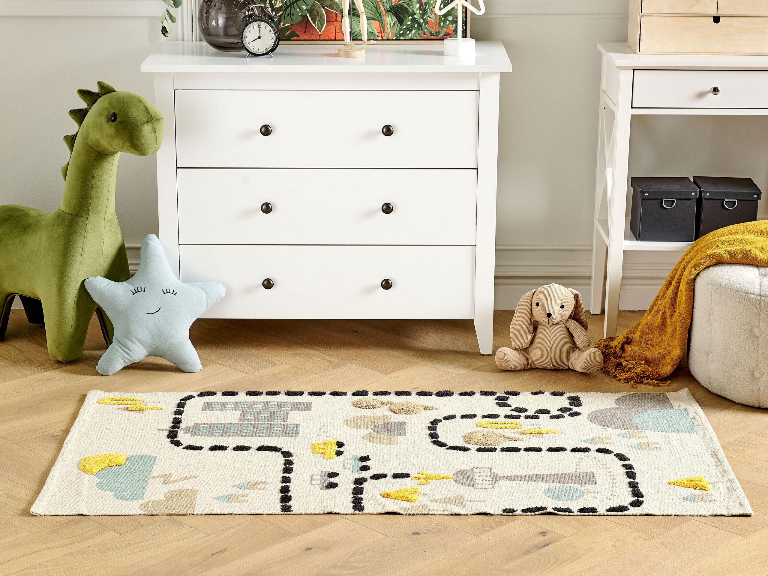 Thumbnail - Beliani Kurzflor-Kinderteppich-Sazak, Mehrfarbig, Textil, Abstrakt, Rechteckig, 80x150 cm, Teppiche & Böden, Teppiche, T...