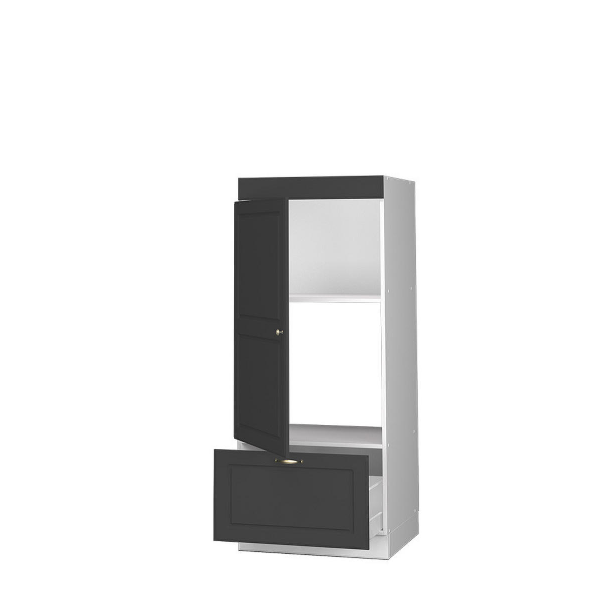 MIKROWELLENSCHRANK Fame-Line Anthrazit-Gold Landhaus 60 cm - Anthrazit/Goldfarben, Holzwerkstoff (60/153.6/58.1cm) - Vicco
