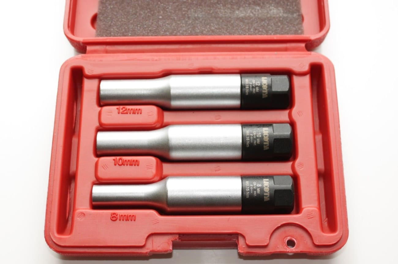 STECKNÜSSE Glühkerzennuss-Satz, 3/8 Zoll, SW8-SW12 - Chromfarben, Metall (5/1/1cm) - BONI-SHOP