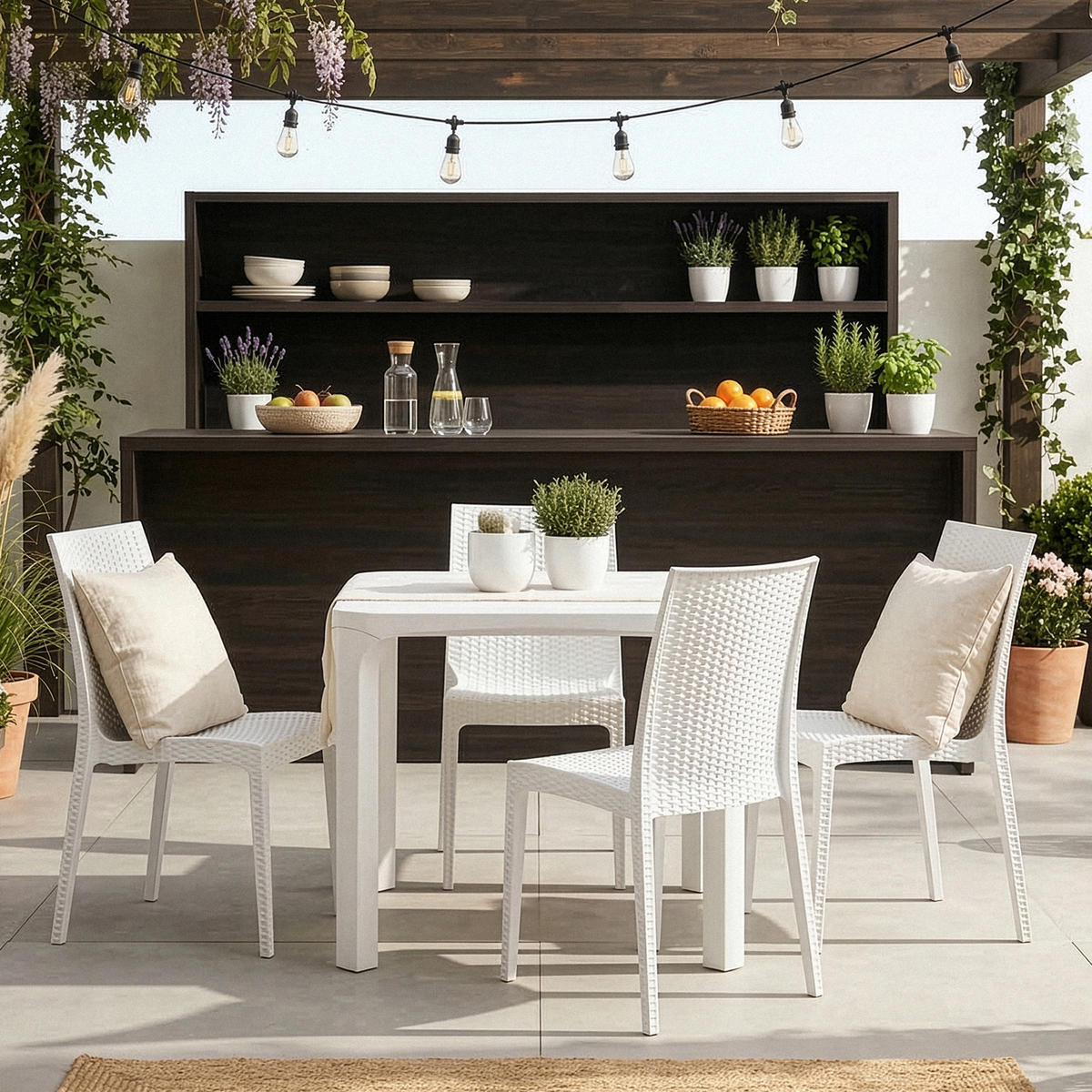 GARTENTISCH LEOPSI, Weiß - Weiß, Kunststoff (80/80/72cm) - KONSIMO®