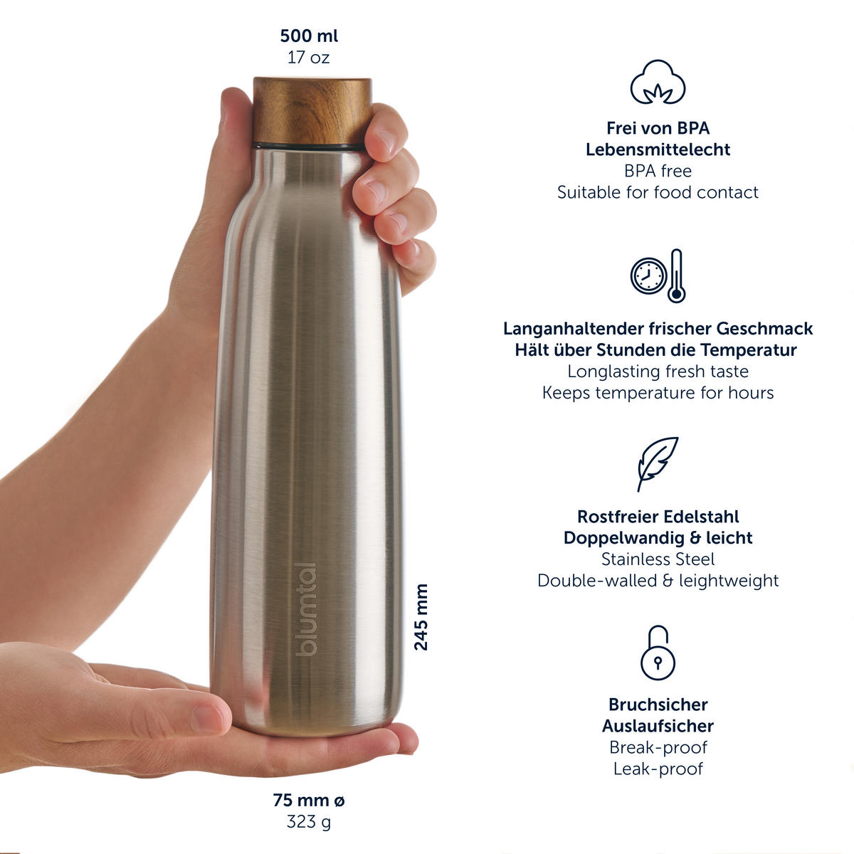 THERMOSFLASCHE Ray 500 ml, Dunkelgelb - Dunkelgelb, Metall (0.5L) - Blumtal