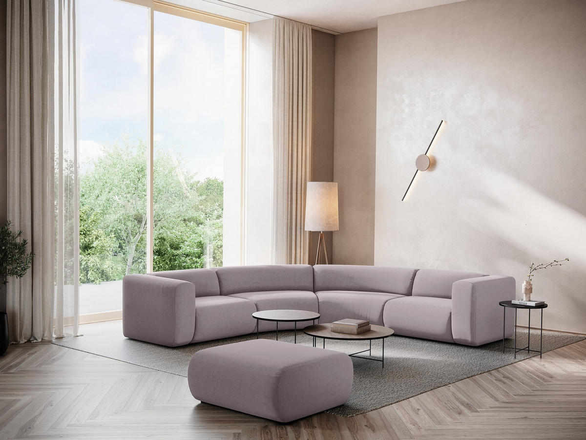 ECKSOFA Samt Stoff Violett - Lila/Flieder, Kunststoff/Textil (318/318cm) - Makamii