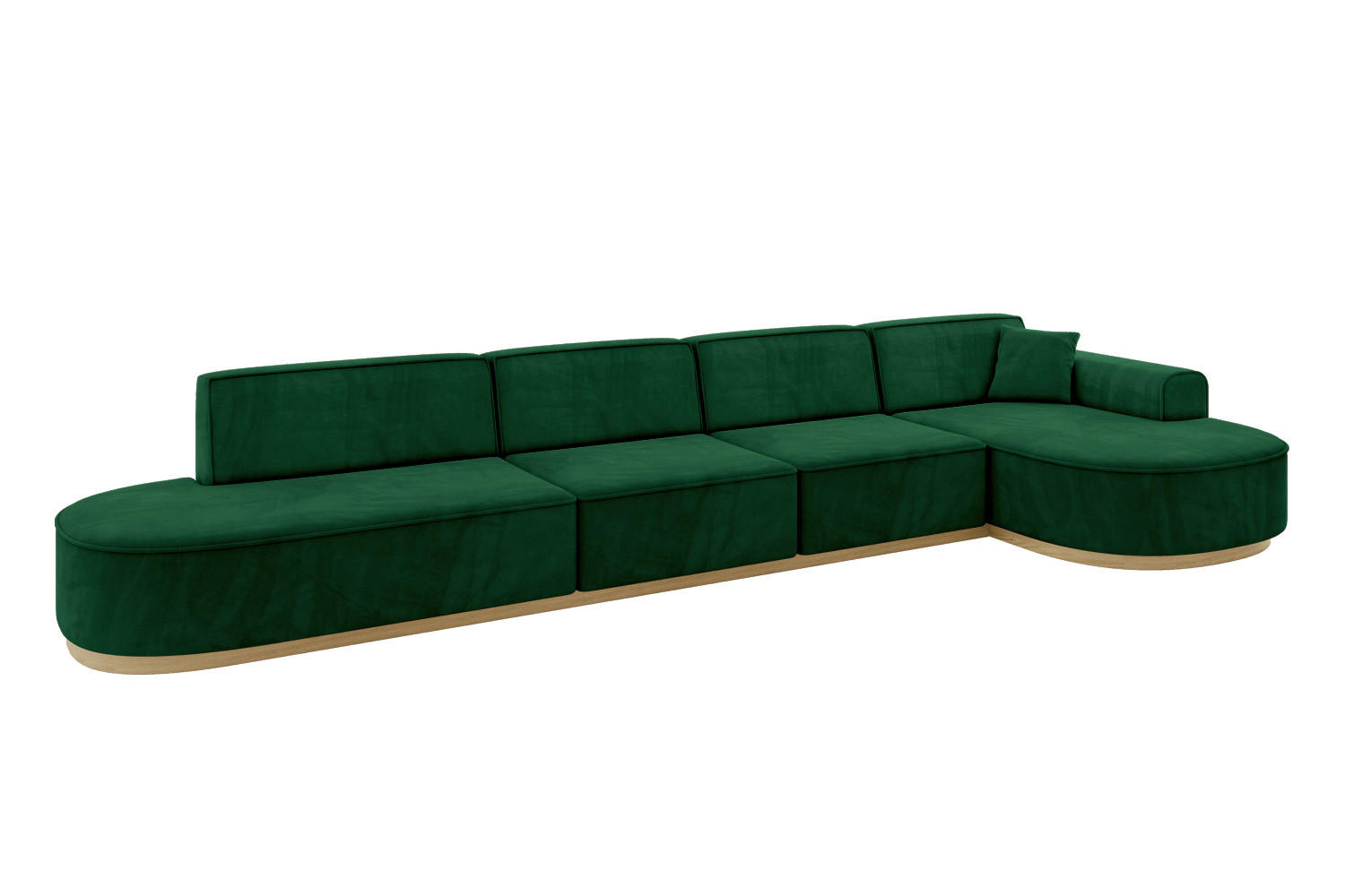 ECKSOFA Ottomane Rechts MARI-L3-v2 - 413x171x83 cm Dunkelgrün Velours - Dunkelgrün, Holzwerkstoff/Textil (171/413cm) - ALTDECOR
