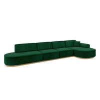 ECKSOFA Ottomane Rechts MARI-L3-v2 - 413x171x83 cm Dunkelgrün Velours - Dunkelgrün, Holzwerkstoff/Textil (171/413cm) - ALTDECOR
