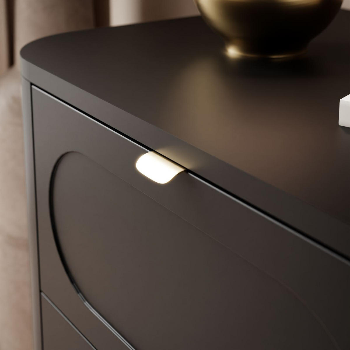 NACHTTISCH SHADOW 2S auf hohen Beinen - Schwarz, Holzwerkstoff (60/61/40cm) - Lookway