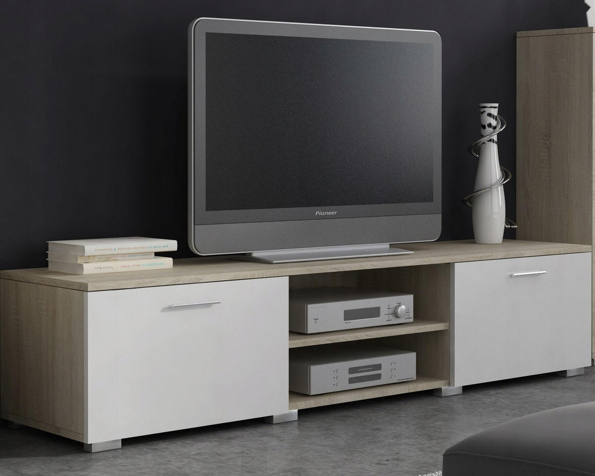 FERNSEHKOMMODE ROMA Sonoma Eiche-Weiß 150/40/35 cm - Multicolor, Holzwerkstoff (150/35/40cm) - Matkam Möbel