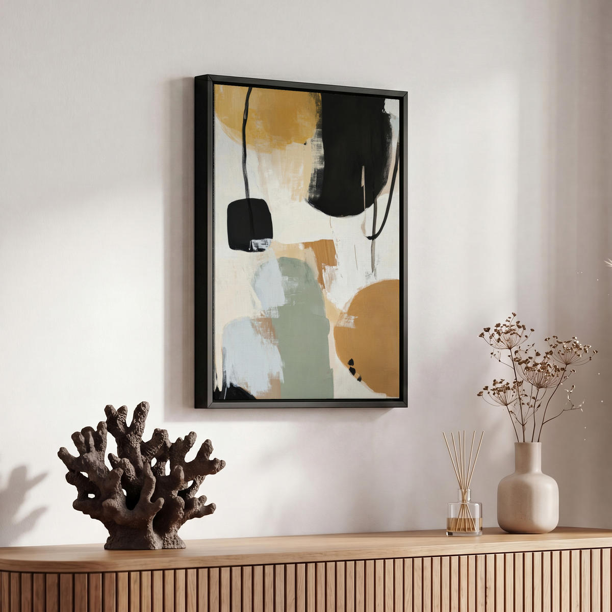 LEINWAND Bilder mit Rahmen - Farbe - Abstrakt - Farben - 20x30 - Currygelb, Textil (20/30cm) - MuchoWow