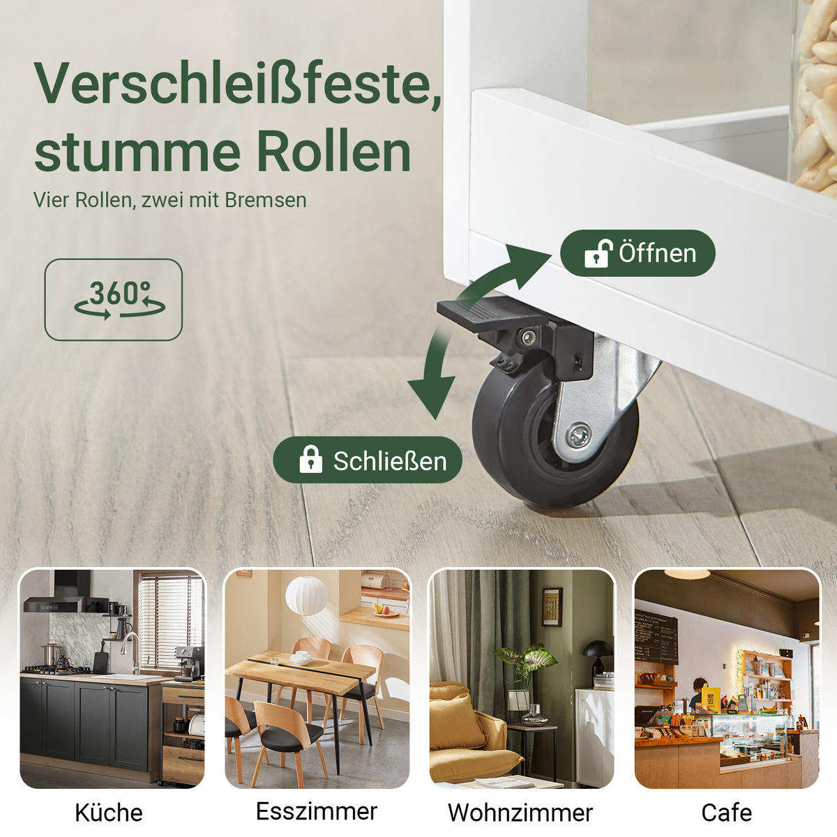 KÜCHENWAGEN zum Rollen, Servierwagen Weiß, 60x90x40cm - Weiß, Glas/Holzwerkstoff (60/90/40cm) - SoBuy