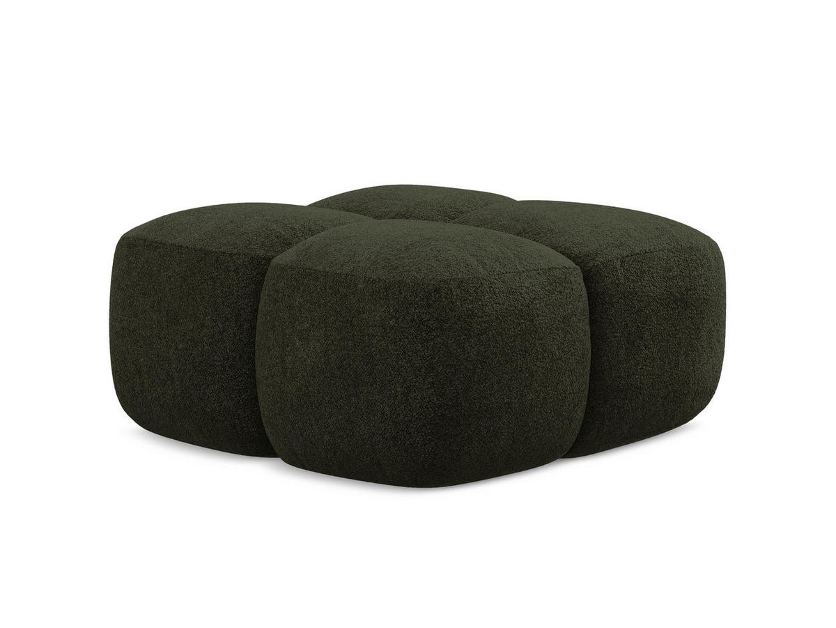 POUF Chenille Stoff Grün - Dunkelgrün/Schwarz, Holzwerkstoff/Kunststoff (90/39/90cm) - Makamii