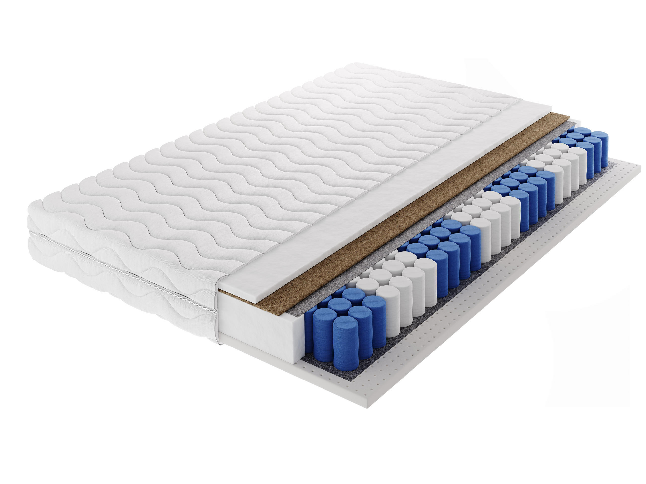 TASCHENFEDERKERNMATRATZE PRELUNA 90x200, H3/H4, Höhe ca.: 20 cm - Weiß, Textil (90/200cm) - MASSENO