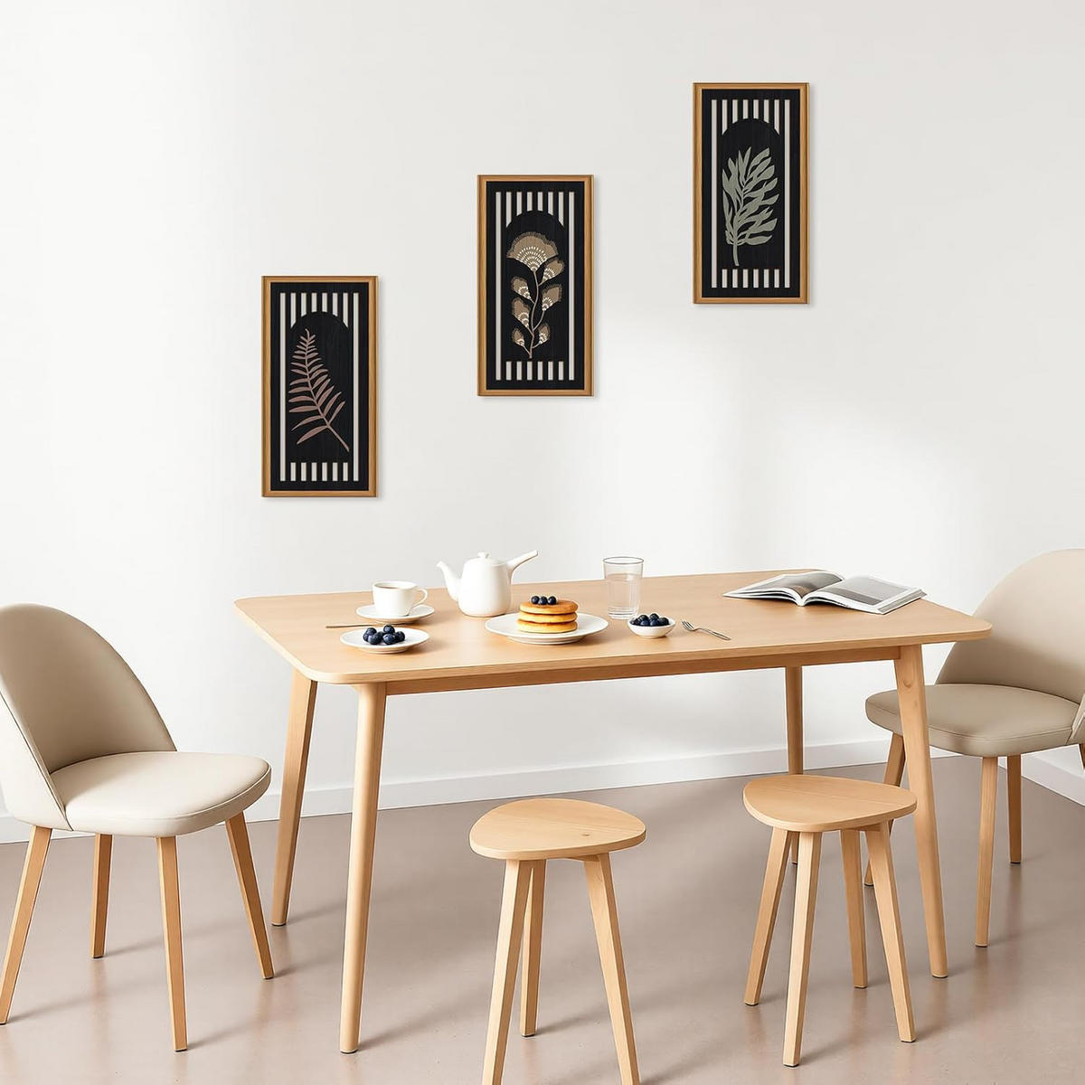 WANDDEKO 20x40cm Pflanzenmotiv Holz 3er Set - Akaziefarben, Holzwerkstoff (40/1cm) - Weltevree