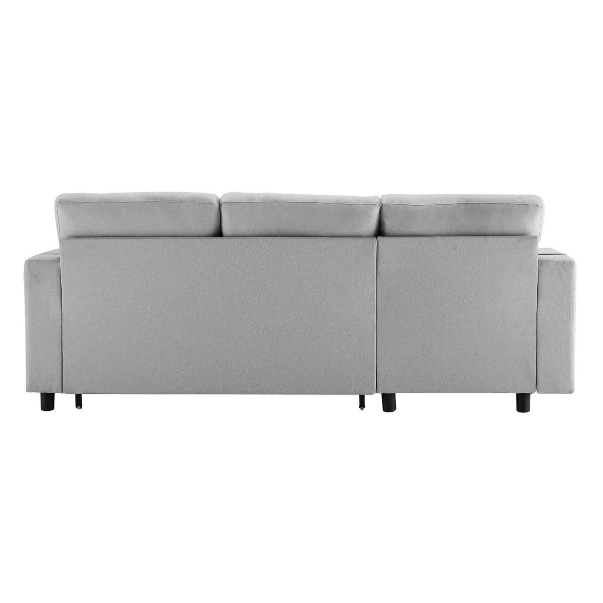 ECKSOFA L-Form mit Chaiselongue & Stauraum grau Leinen 219,5/142,5/83 cm - Grau, Textil (219.5/142.5cm) - OKWISH