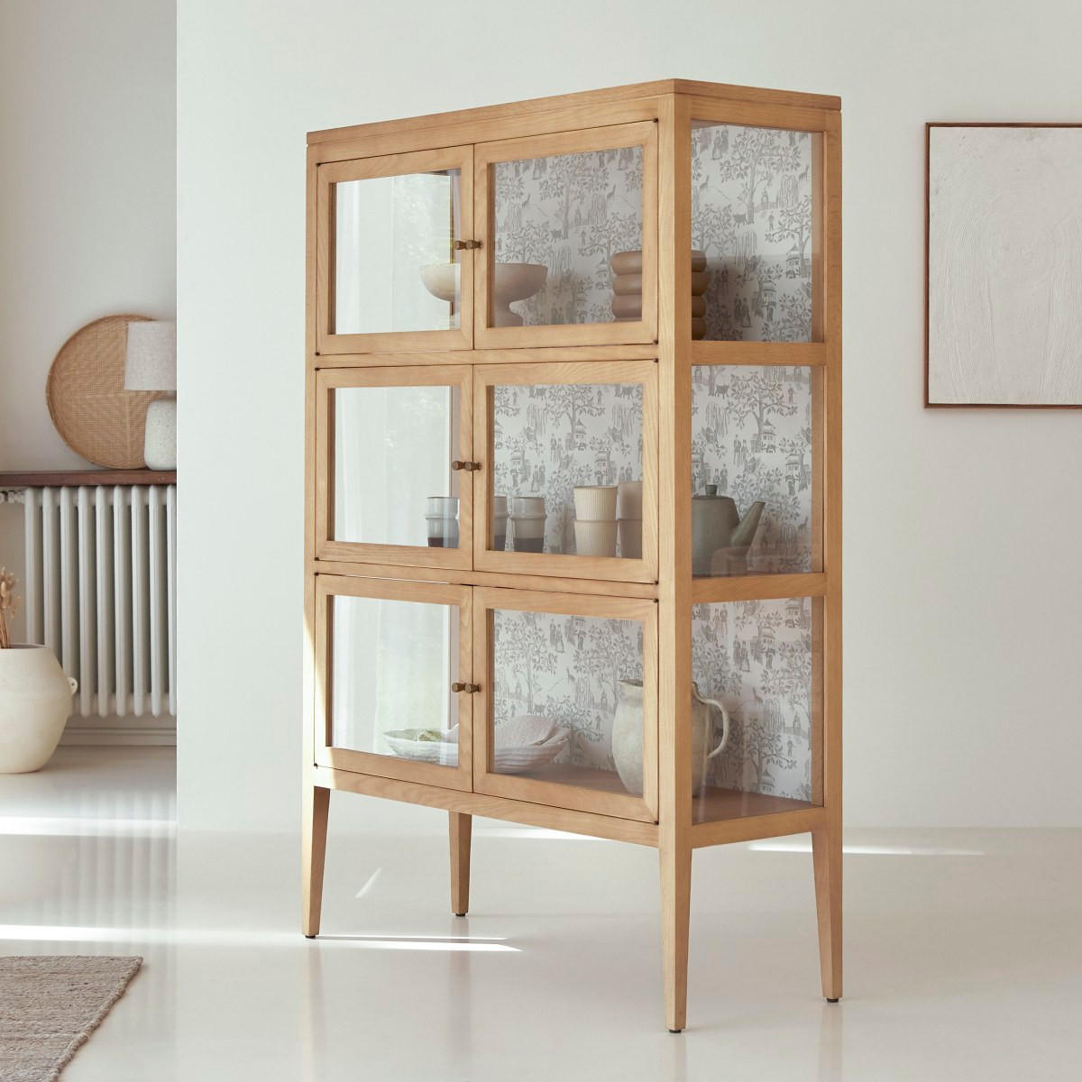 VITRINENSCHRANK Tana Natur aus Eiche - Naturfarben, Holz (110/160/40cm) - Tikamoon