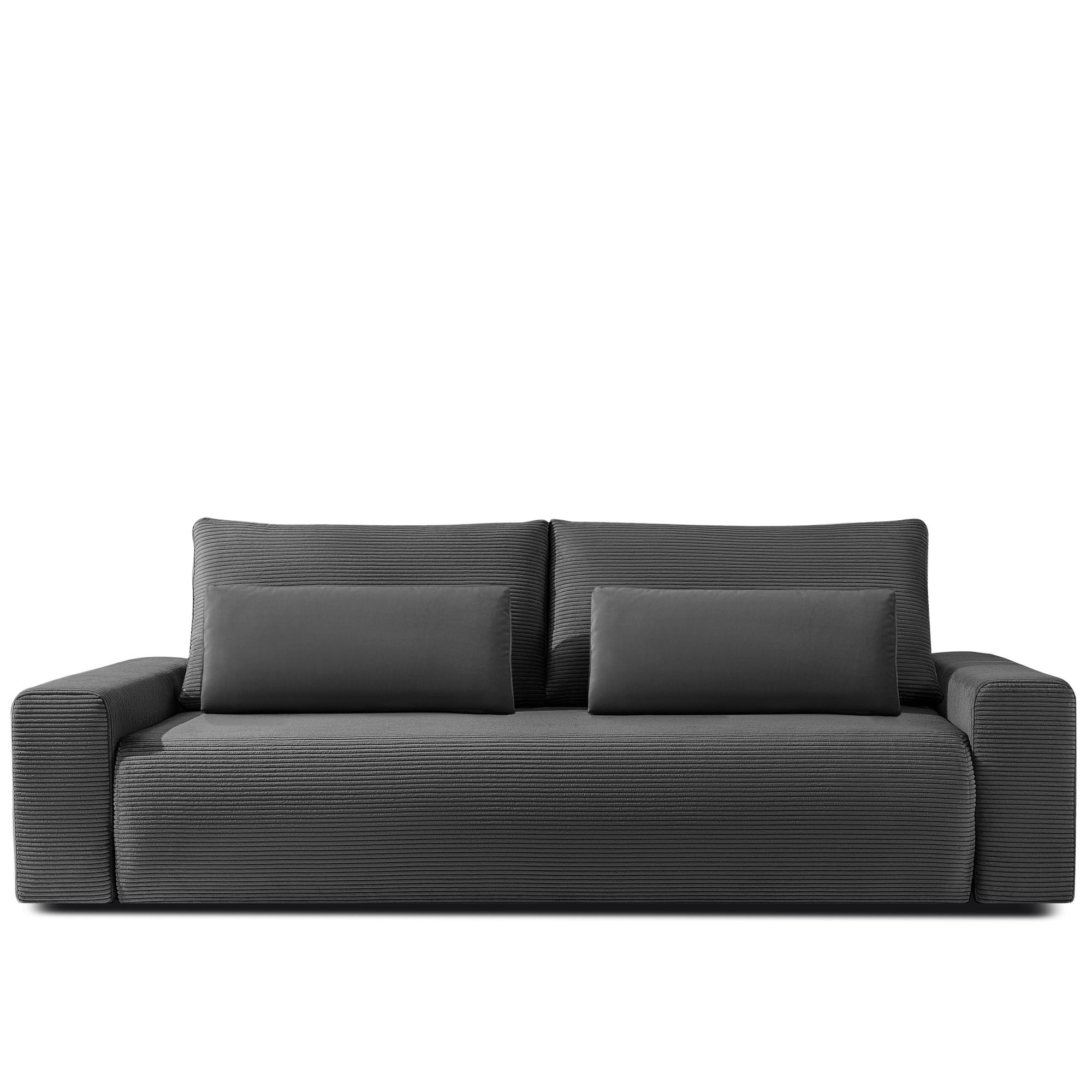3-SITZER SCHLAFSOFA MOLLIS, Corduroy, Grau - Grau, Holz/Holzwerkstoff (250/93/108cm) - KONSIMO®