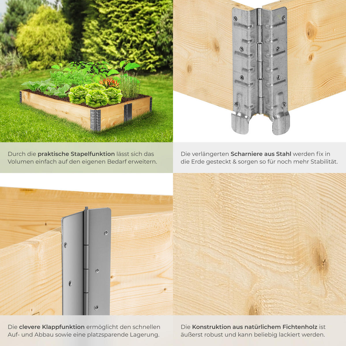 HOCHBEET 1er Set, 120 x 80 x 19 cm, holzdekor - Eiche Artisan, Holz (80/19/120cm) - tectake