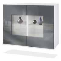 KOMMODE Grömitz Grau Hochglanz - Grau, Holzwerkstoff (92.5/73.5/35cm) - Vladon