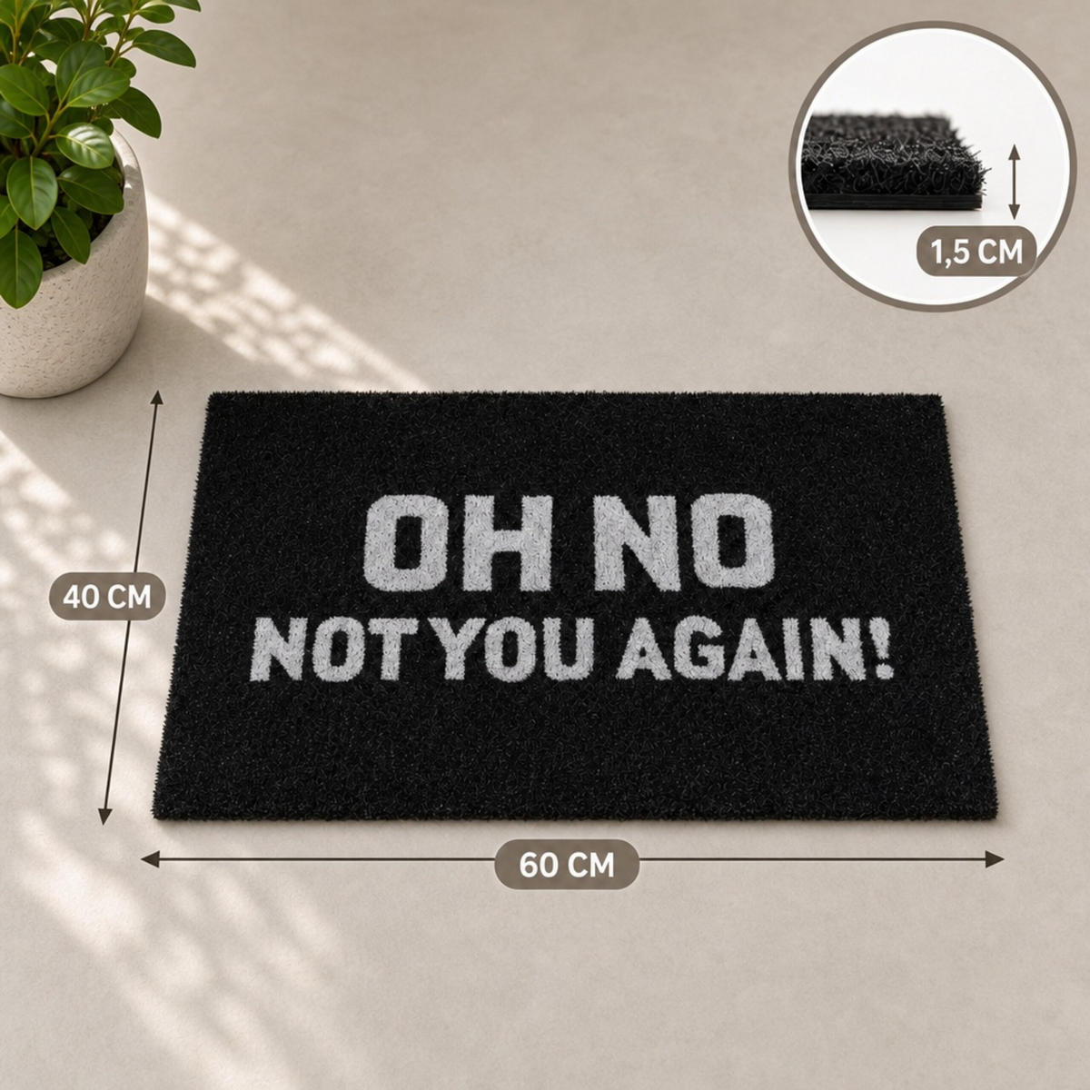 ROHOŽKA Černá Bílá 60x40 cm Oh No Not You Again - černá, textil/plast (60/40cm) - Relaxdays