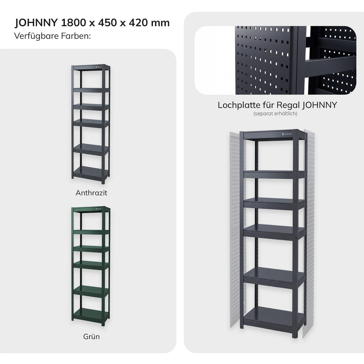 METALLREGAL JOHNNY - Anthrazit, Metall (45/180/42cm) - Jan Nowak