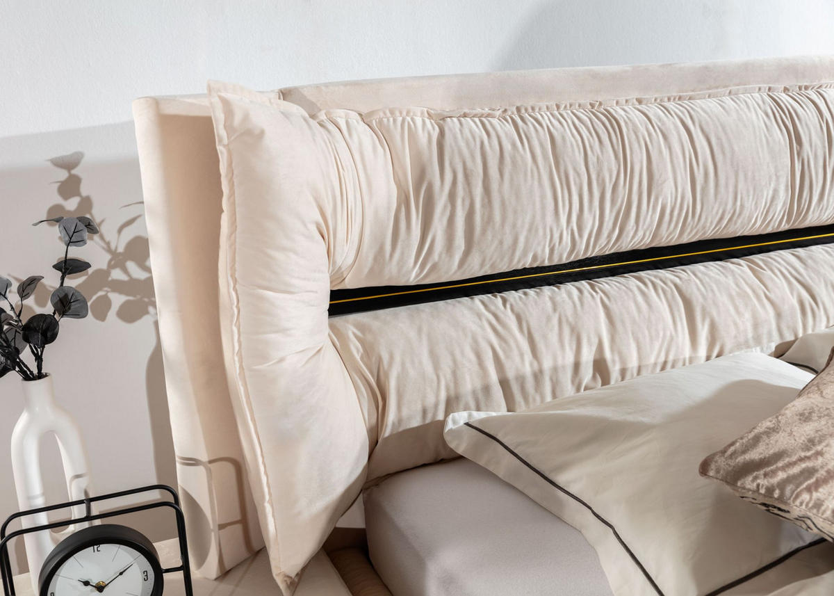 POLSTERBETT Hamilton Magic Velvet Set.1 - Dunkelblau, Holzwerkstoff/Textil (180/200cm) - Fun Möbel
