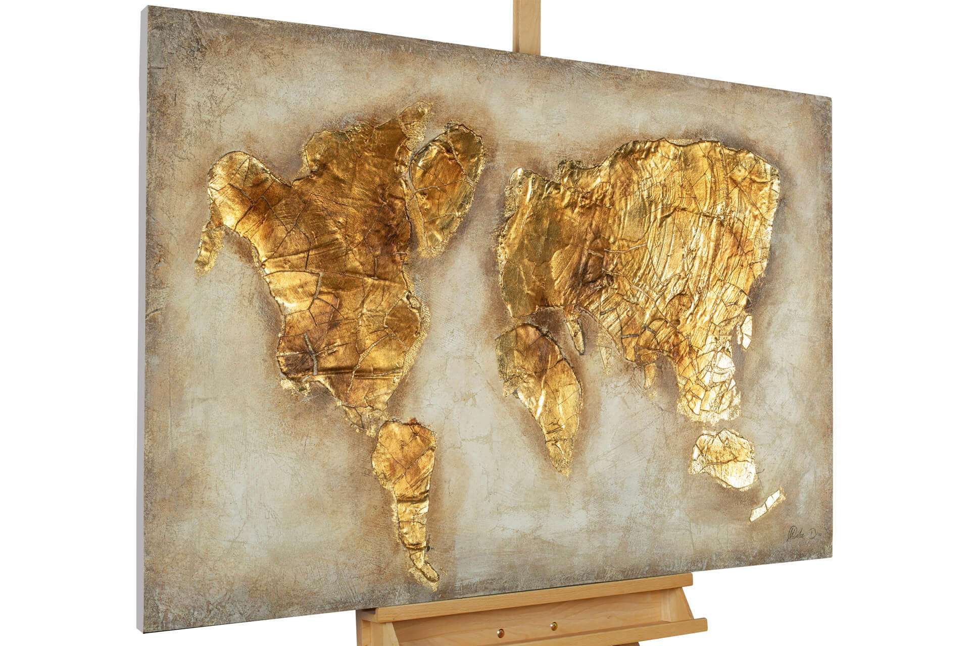 ÖLGEMÄLDE 120/80 cm - Beige/Goldfarben, Holz/Textil (3.24/80cm) - KUNSTLOFT