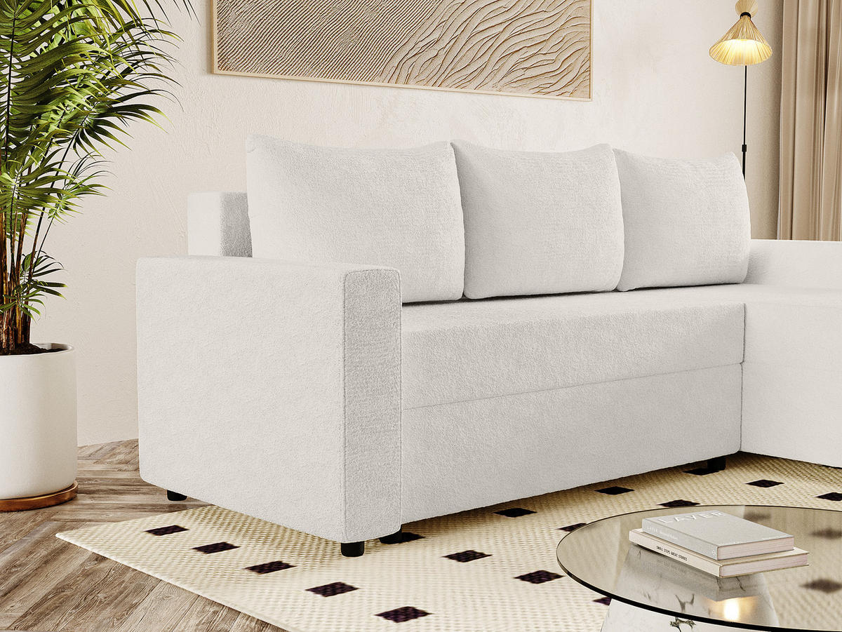 ECKSOFA Goka L mit Schlaffunktion, Weiß - Weiß, Textil (230/146cm) - Fedve